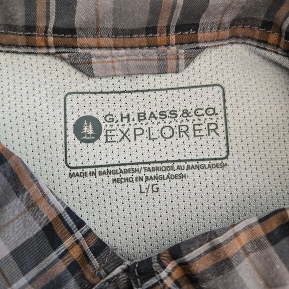 G.H. Bass & Co. Large Explorer Mens Plaid Button-Down Shirt Roll Tab Sleeves - Picture 10 of 11